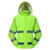 Conjunto de impermeable y pantalón de lluvia reflectante estilo dos piezas para adultos, engrosado para lluvia intensa, adecuado para trabajos de tráfico, saneamiento y mantenimiento de carreteras, con opciones de impresión personalizables