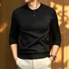 Suéter Henley Americano Estilo Old Money para Homens, Outono e Inverno, Amigo da Pele, Confortável, Versátil, Quente, Malha de Alta Qualidade para Homens