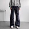 Calças de trabalho plissadas estilo americano, calças de primavera masculinas, da moda, com costura de marca, pernas largas, estilo paraquedas, retrô, para todos os tipos de combinações, calças casuais retas