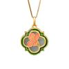 Collar personalizado Linlang trébol hierba de la suerte colgante plata S925 incrustado jade Hetian plano liso flor de plata para hombres y mujeres