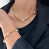 Pulsera de acero inoxidable con perlas de agua dulce personalizadas, estilo francés simple, cadena plana, para clavícula, combina con todo.