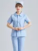 Uniforme de Enfermeira com Gola Peter Pan para Hospital, Conjunto Feminino de Manga Longa com Fenda, Roupa de Trabalho Curta para Odontologia Oral, Atacado