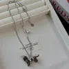 Colar de Cachorro Dachshund Filhote com Laço Cravejado de Zircônia Doce e Fresco com Gotejamento de Óleo para Mulheres, Moda de Nicho Versátil Gargantilha Corrente para Clavícula Tendência