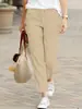 Pantalones Casuales de Color Puro para Exportación de Lazada Cross-Border Aliexpress Wish 2025 Nuevos Pantalones Largos con Cordón y Cintura Elástica