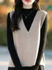 Chaleco Cardigan de Punto con Cremallera y Cuello en V de Lana Pura para Mujer, Nuevo Chaleco Versátil para Capas Otoño/Invierno 2026