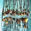 Collar con Colgante de Hoja con Forma de Gota de Agua, Sombrero Redondo de Madera, Cadena para Clavícula Estilo Étnico, Cadena Larga Retro para Suéter, Mujer