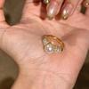 Anillo de perla blanca de concha de estilo antiguo medio de alta calidad, de lujo, ligero, con semidiamantes, combina con todo, con un diseño distintivo de textura de nicho, anillo para dedo con sentido del tacto.