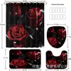 Conjunto de Cortina de Chuveiro de Rosas com Quatro Peças Divisória de Banheiro Itens de Decoração para Casa com 12 Designs Disponíveis para Personalização