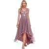 Amazon 2026 Novo Vestido de Noite Feminino Lantejoula Decote V Sem Mangas High-Low Corte A Linha Festa Reunião Anual Apresentação de Anfitriã