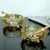 Cenicero de Cristal Retro Creativo de Fábrica Estilo Europeo Sala de Estar Moda Regalo Personalizado Cenicero con Base Triangular Ámbar