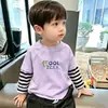 Camiseta de manga larga para niños, top falso de dos piezas para niños, camiseta básica de otoño, estilo primavera y otoño, ropa interior de algodón puro para niños mayores