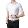 Camisa Casual de Verano de Manga Corta para Hombre de Media Manga Color Puro Camisa de Trabajo de Negocios Profesional Formal Azul Ropa de Hombre