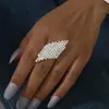 Anillo Abierto Brillante de Cristal de Alta Gama Explosiones Europeas y Americanas Anillo Geométrico de Diamante de Pedrería para Mujer