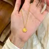 Collar Colgante de Fortuna Estilo Antiguo Chapado en Oro para Mujer, Collar con Colgante Redondo Escama de Dragón de Alta Retención de Color, Joyería de Moda para Mujer