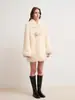 Abrigo de Piel de Cordero Rizado Integrado con Cierre Magnético de Broche para Mujer, Otoño e Invierno, con Pompones, Cuello de Atar, Engrosado