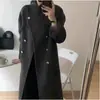 Abrigo de Lana Rojo Navideño Doble Faz para Mujer 2026 Nuevo Estilo Otoño/Invierno Petite Abrigo de Lana de Doble Botonadura de Longitud Media para Mujer