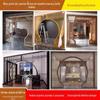 Porta de madeira maciça antiga chinesa de escultura em madeira Dongyang personalizada com treliça em forma de lua, porta divisória para sala de estar, arco, porta de corredor