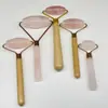 Massageador Roller de Jade Natural e Cristal Rosa Multifuncional para Beleza Facial Empurrador Bastão de Bola de Cristal Multifuncional para Corpo Inteiro