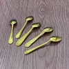 Colher Pequena de Aço Inoxidável Colher de Comer Infantil Colher com Concha Dourada Colher de Café para Restaurante Doméstico Colher para Mexer Colher de Sobremesa