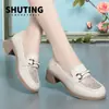 2026 Nuevos Mocasines de Malla, Huecos y Transpirables, Estilo Coreano, Súper Suaves, Elegantes Slip-On con Tacón Grueso, Zapatos de Verano para Mujer