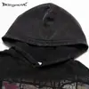 Sudadera con capucha estilo callejero retro americano marca de moda copo de nieve rosa patrón caja suelto estampado desgastado para hombre