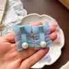 Pinza para el pelo pequeña de encaje de gasa con perlas, estilo coreano, súper de hada, versátil, para primavera y verano, pinza de presión lateral, clip lateral con corazón de niña