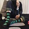 Meias Meias Masculinas de Meia Panturrilha Transfronteiriças Europeias e Americanas Tamanho Grande Folha de Bordo Meias da Moda Tendência da Moda Meias de Basquete Meias Esportivas Atacado