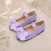 Zapatos Mary Jane de Charol para Niñas con Lazo Zapatos para Dama de Honor y Actuaciones de Boda Velcro Suela Suave Antideslizantes Zapatos Planos de Princesa