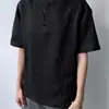 2026 Verão Novo Estilo Gola Henry Manga Curta Malha Waffle Ombro Normal Camiseta Estilo Americano Cor Sólida Casual Base Camisa Polo Atacado
