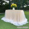 El Propietario de la Tienda Recomienda Decoraciones para Mesa de Postres y Mesa de Firma, Faldones de Mesa para Fiestas de Cumpleaños, y Faldones de Mesa de Gasa Abullonada para Bodas