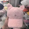 Boné de Baseball de Pelúcia de Cordeiro Quente e Fofo com Orelhas de Coelho para Outono e Inverno