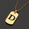 Collar Popular Transfronterizo de Acero Inoxidable Hueco con 26 Letras Inglesas Versátil Simple Moderno Unisex Pareja Joyería de Marca Militar