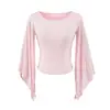 26153-2026 Estilo Nuevo Primavera/Verano Top Casual de Hombros Descubiertos Puro Deseo para Mujer Ajustado Sexy Adelgazante Camiseta de Manga Larga