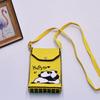 Bolso para teléfono móvil de estilo coreano con diseño de panda pequeño, bandolera de punto, bolso de mano con solapa, bolso informal para salir