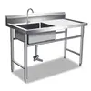 Fregadero de Acero Inoxidable 304 con Soporte Fregadero para Lavar Verduras, Lavarse las Manos y Platos, Fregadero Comercial de Hotel de una Ranura, Doble Ranura, Tres Ranuras