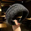 Diadema de punto texturizado con estampado estilo coreano para principios de otoño, diadema versátil retro de corona alta, pinza para el pelo para uso diario