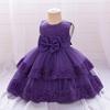 Vestido de Bebê Amazon para Meninas com Laço de Contas em Malha Vestido de Princesa para Festa de Aniversário Infantil