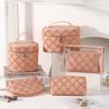 Nuevo Producto 2026 Bolsa Cosmética de PU Grabada para Mujeres, Bolsa de Almacenamiento Multifuncional Portátil para Viaje, Bolsa de Tocador Ins Moda Retro