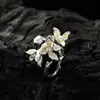 Nuevo Anillo de Perla de Orquídea China diseño de nicho femenino anillo para el dedo textura artística flor Perla anillo abierto