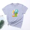 Camiseta de manga corta con estampado de conejo y hombrecito lindo de Pascua para mujer, de comercio exterior europeo y americano.