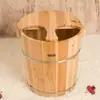 Balde para Banho de Pés de 40cm de Altura, Balde de Banho de Pés de Madeira, Balde de Banho de Pés de Madeira Maciça, Balde de Banho de Pés Doméstico com Tampa e Aprofundamento