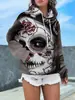 Moletom com Capuz Europeu Halloween 2026 Feminino Estampa Digital de Flor de Caveira Pulôver Hoodie Item Quente 52