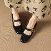 Nova coleção primavera/outono estilo francês de luxo leve: sapatos Mary Jane retro de bico quadrado, color block, salto bloco de 3cm, sapatilhas versáteis e elegantes para mulheres