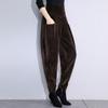 Pantalones Hallen de Terciopelo de Algodón Europeo de Cintura Alta para Mamá Otoño e Invierno con forro polar/forro polar Sueltos talla grande Casuales Combinan con todo Pantalones Zanahoria
