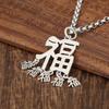 Collar con colgante de las Cinco Bendiciones, Cadena para suéter, Colgante de bendición, Tendencia nacional, Joyería de plata, Versátil para mujer, Plata