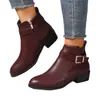 Botas femininas estilo britânico Martin, novos modelos outono e inverno, bico redondo, salto médio grosso, botas femininas de cano curto, botas Chelsea pretas atacado