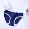 Estilo Japonés Sin Estampado Hilo Algodón Ropa Interior Cintura Media Encaje Algodón Hilo Simple Princesa Bragas para Mujer