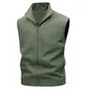 Chaleco Casual para Hombre de Primavera y Otoño Resistente al Desgaste, Cuello Alto, Transpirable, Secado Rápido, Color Sólido, Simple y Versátil, para Jóvenes y Personas de Mediana Edad