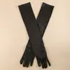 Venda Quente Transfronteiriça Luvas Longas Elásticas de Cetim para Festa de Noite Casamento Dança Cosplay Fantasias Luvas Multicor
