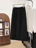 Falda Recta Acolchada de Waffle con Cintura Elástica para Mujer Estilo Coreano Nuevo Estilo Perezoso Falda de Media Longitud con Abertura Trasera Venta al por Mayor 9838